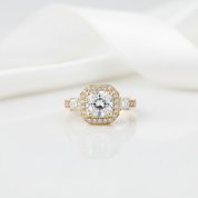 10k Solid Gold 2.0 Ct Cushion Cut Diamond Option Engagement Ring-Black Diamonds New York