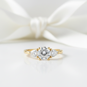 10k Solid Gold Three Stone Diamond Option Engagement Ring-Black Diamonds New York