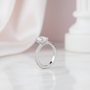 10k White Gold 1.0 Ct Cushion Cut Diamond Option Engagement Ring-Black Diamonds New York