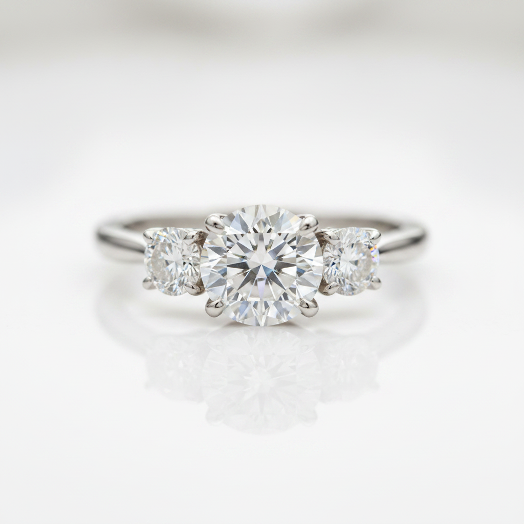 10k White Gold 2ctw Three-Stone Diamond Option Engagement Ring-Black Diamonds New York