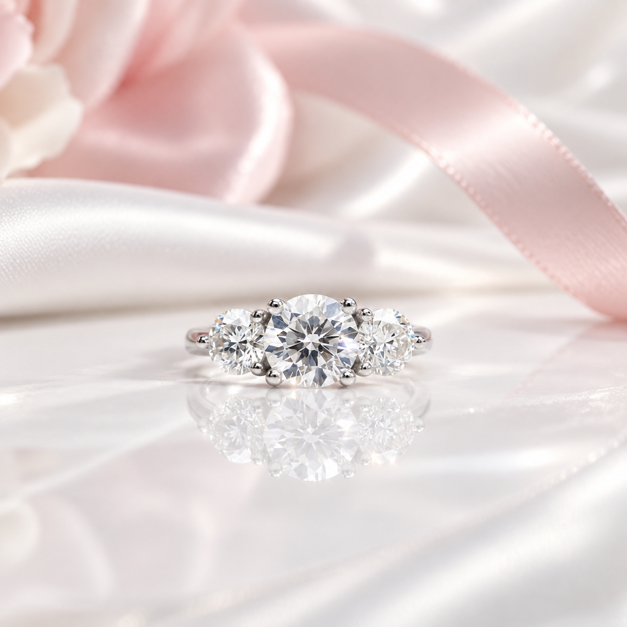 10k White Gold 2ctw Three-Stone Diamond Option Engagement Ring-Black Diamonds New York