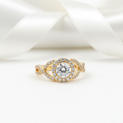 10k Yellow Gold 0.8 Ct Diamond Option Twist Shank Engagement Ring-Black Diamonds New York
