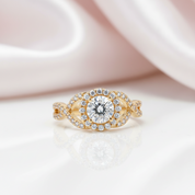 10k Yellow Gold 0.8 Ct Diamond Option Twist Shank Engagement Ring-Black Diamonds New York