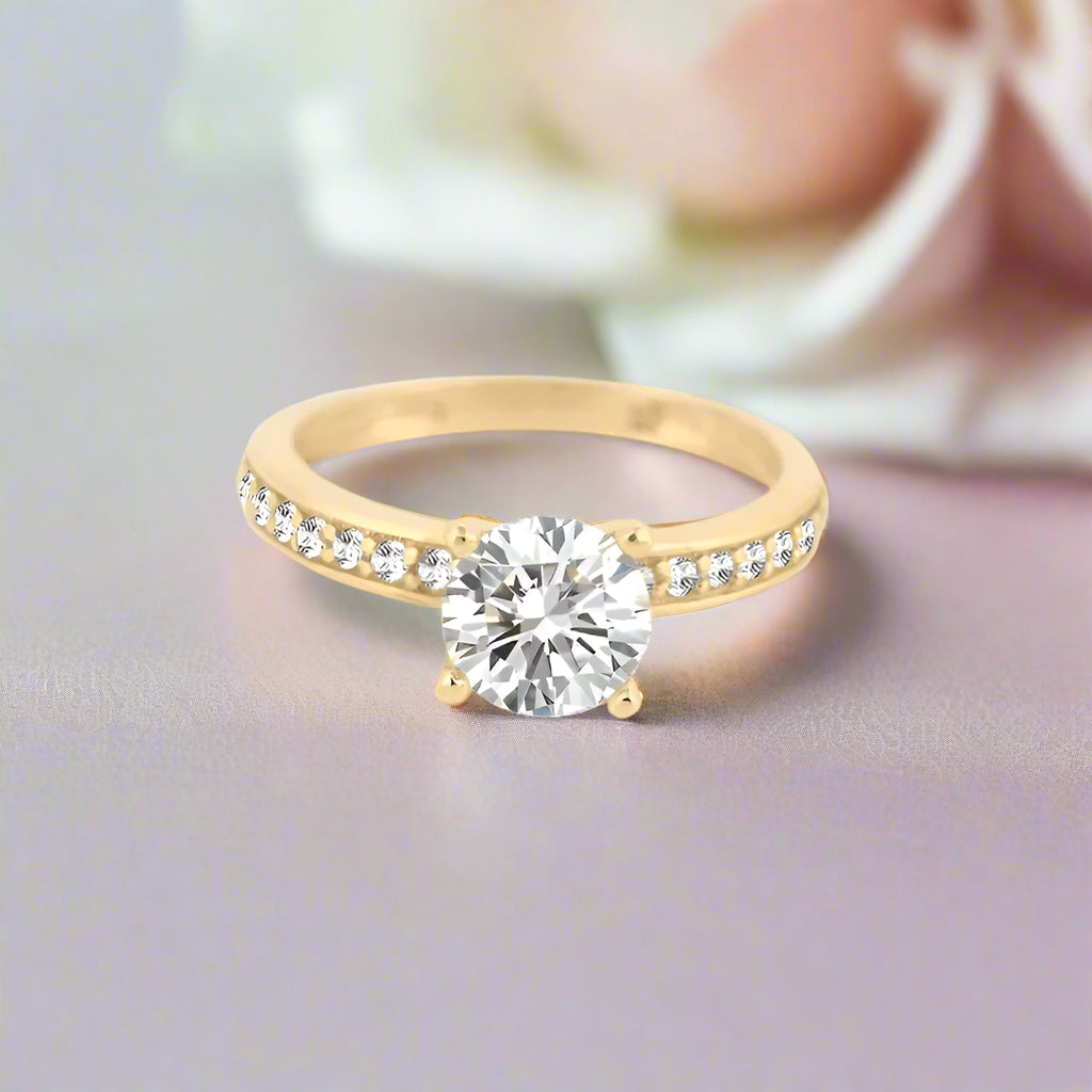 10k Yellow Gold 1.2 Ct Round Cut Diamond Engagement Ring-Black Diamonds New York