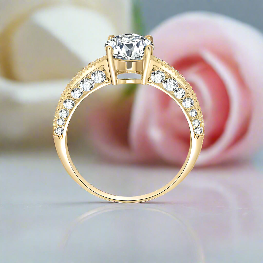 10k Yellow Gold 2.0 Ct Oval Cut Diamond Engagement Ring-Black Diamonds New York
