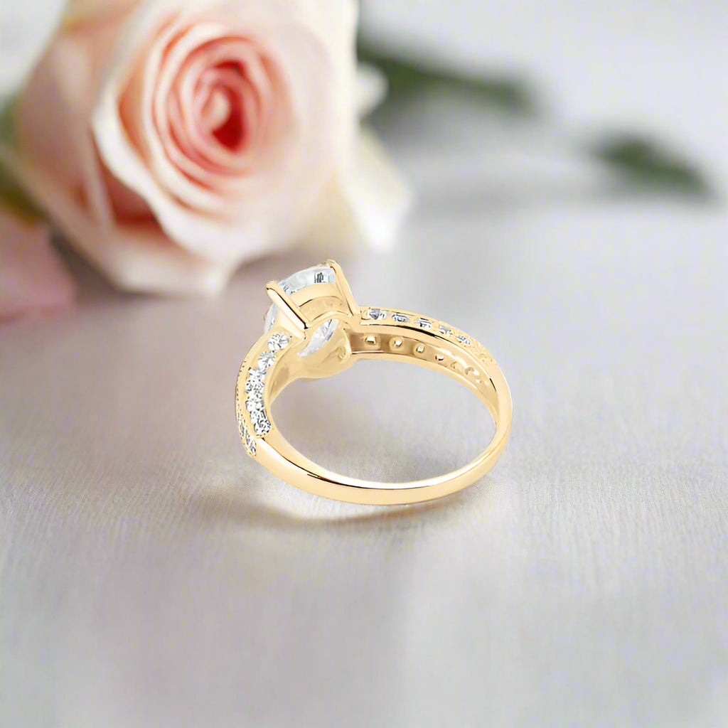 10k Yellow Gold 2.0 Ct Oval Cut Diamond Engagement Ring-Black Diamonds New York