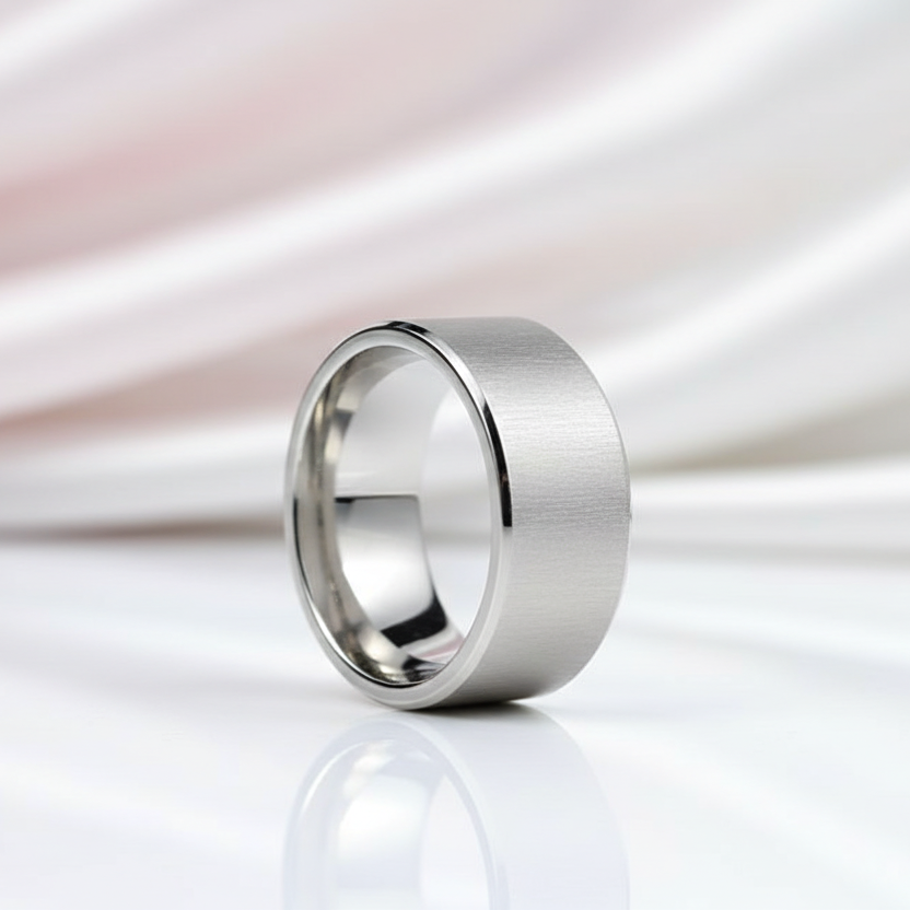 10mm Men's Plain Brushed Ring Band-Black Diamonds New York