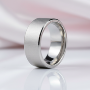 10mm Men's Plain Brushed Ring Band-Black Diamonds New York