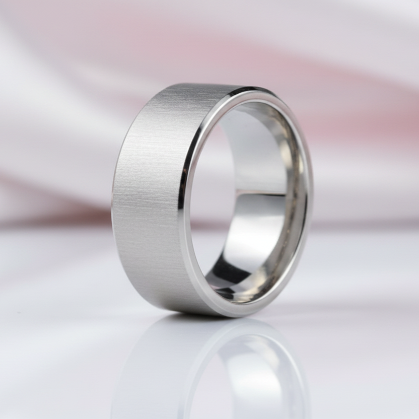 10mm Men's Plain Brushed Ring Band-Black Diamonds New York