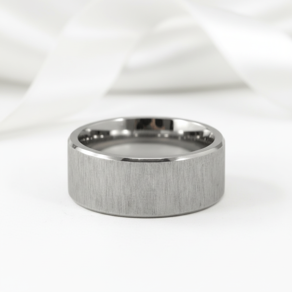 10mm Men's Plain Brushed Ring Band-Black Diamonds New York