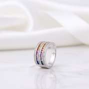 10mm Rainbow Crystal Ring-Black Diamonds New York