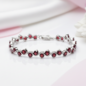 11.79 Ctw Red Garnet Gemstone Bracelet-Black Diamonds New York