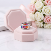 11mm Rainbow Crystal Pave Setting Promise Ring-Black Diamonds New York