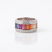 11mm Rainbow Crystal Pave Setting Promise Ring-Black Diamonds New York