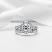 1.2 Ct Round Cut Diamond Option Halo Ring Set-Black Diamonds New York
