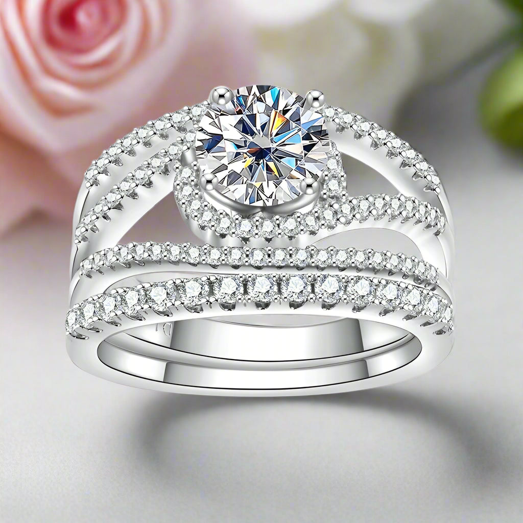 1.2 Ct Round Diamond Engagement Ring Set-Black Diamonds New York