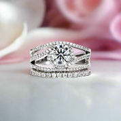 1.2 Ct Round Diamond Engagement Ring Set-Black Diamonds New York