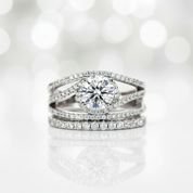 1.2 Ct Round Diamond Option Engagement Ring Set-Black Diamonds New York