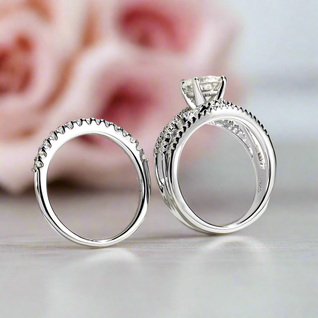 1.2 Ct Round Diamond Engagement Ring Set-Black Diamonds New York