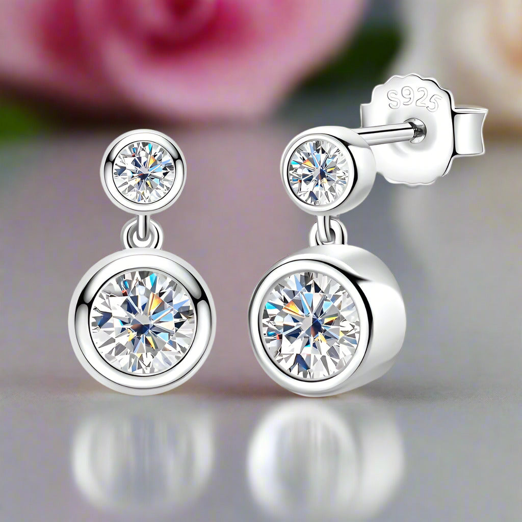 1.2 Ctw Round Cut Diamond Drop Earrings-Black Diamonds New York