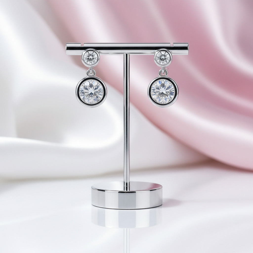 1.2 Ctw Round Cut Diamond Option Drop Earrings-Black Diamonds New York