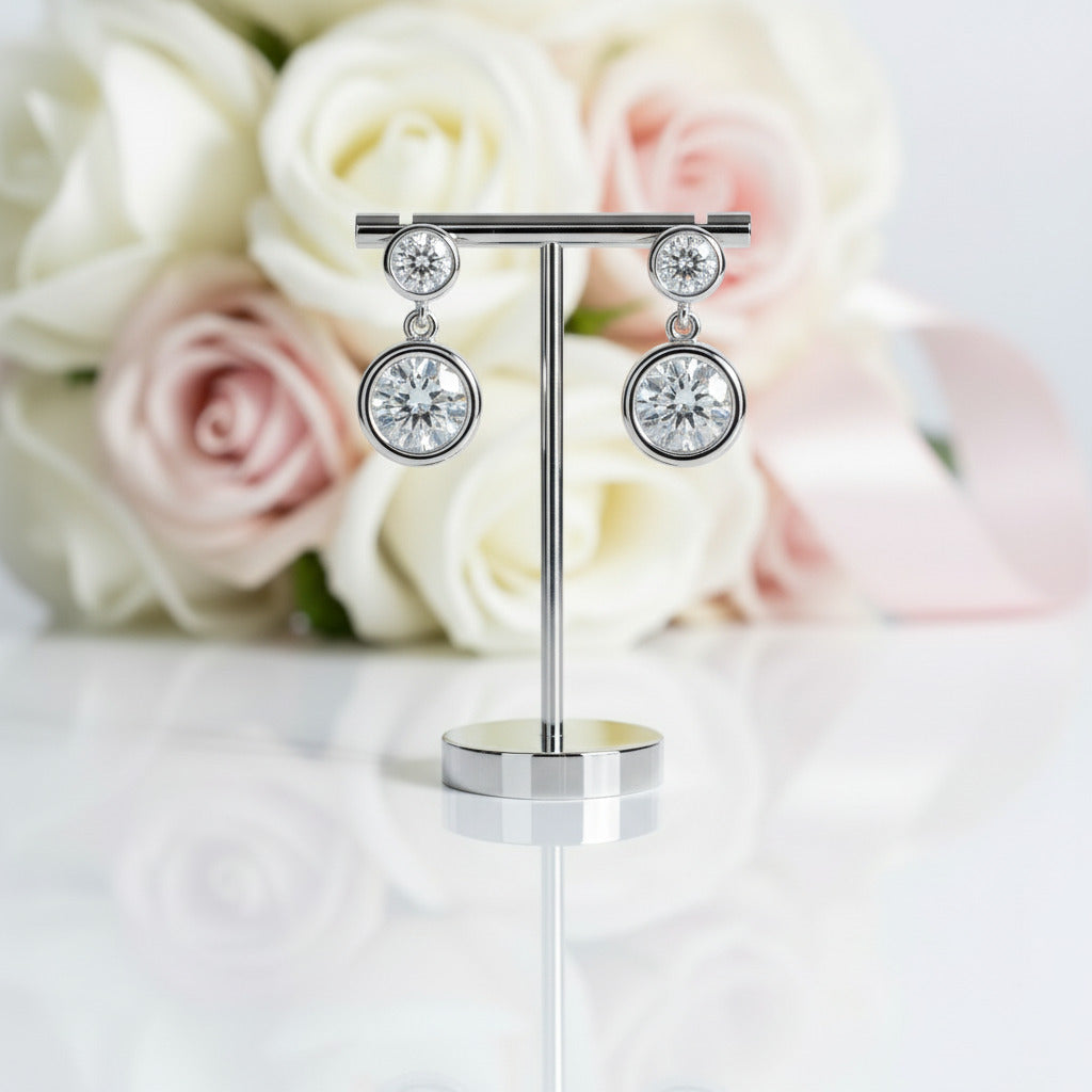 1.2 Ctw Round Cut Diamond Option Drop Earrings-Black Diamonds New York