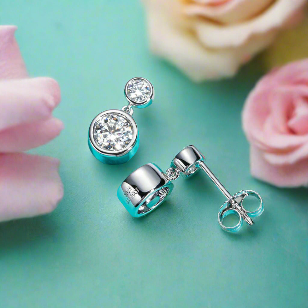 1.2 Ctw Round Cut Diamond Drop Earrings-Black Diamonds New York