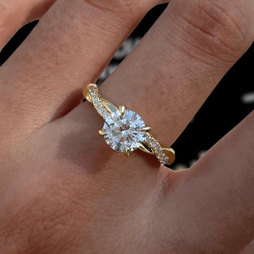 VIP Custom Dream Ring- 1.25 Carat Round Cut Twist Yellow Gold Promise Ring-Black Diamonds New York