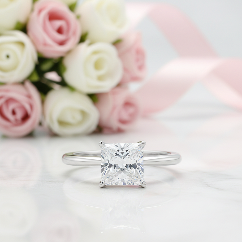 1.25ct Princess Cut Diamond Option Engagement Ring-Black Diamonds New York