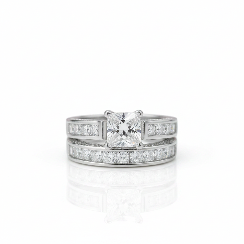 1.25ct Princess Cut Diamond Option Bridal Ring Set-Black Diamonds New York