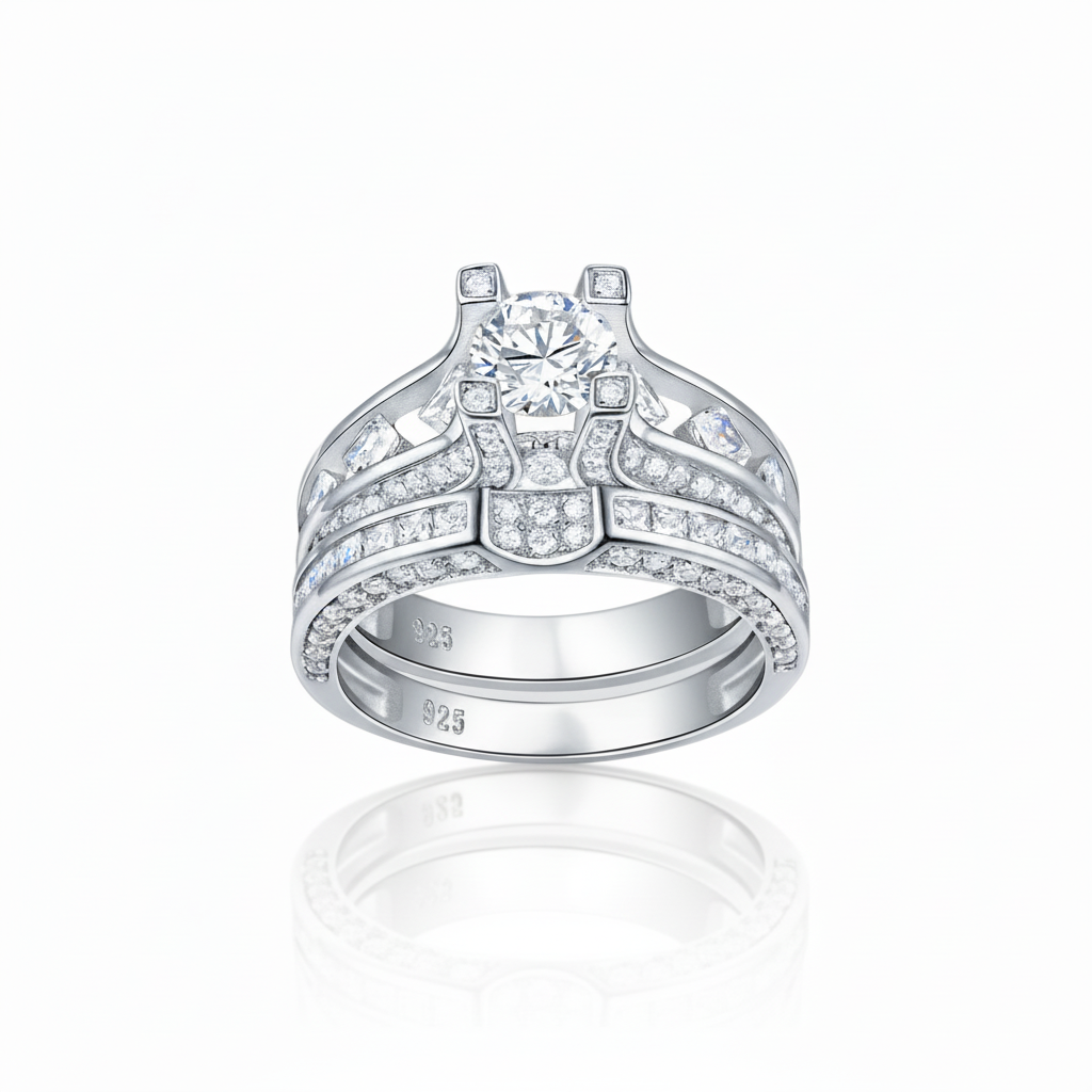 1.25ct Round Cut Diamond Option Vintage-Inspired Ring Set-Black Diamonds New York