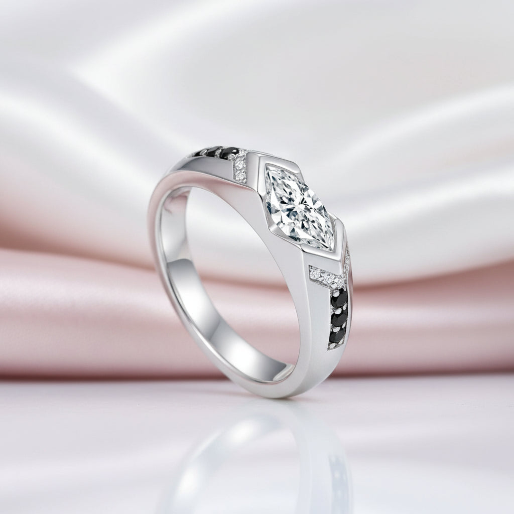 1.26 Ctw Marquise Cut Diamond Option Wedding Band-Black Diamonds New York