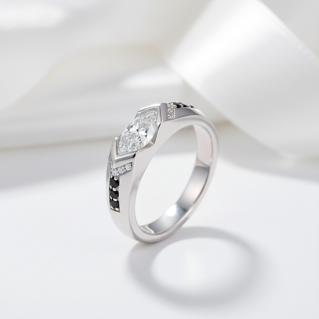 1.26 Ctw Marquise Cut Diamond Option Wedding Band-Black Diamonds New York