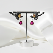 1.26Ct Ruby Gemstone Skull Earrings-Black Diamonds New York