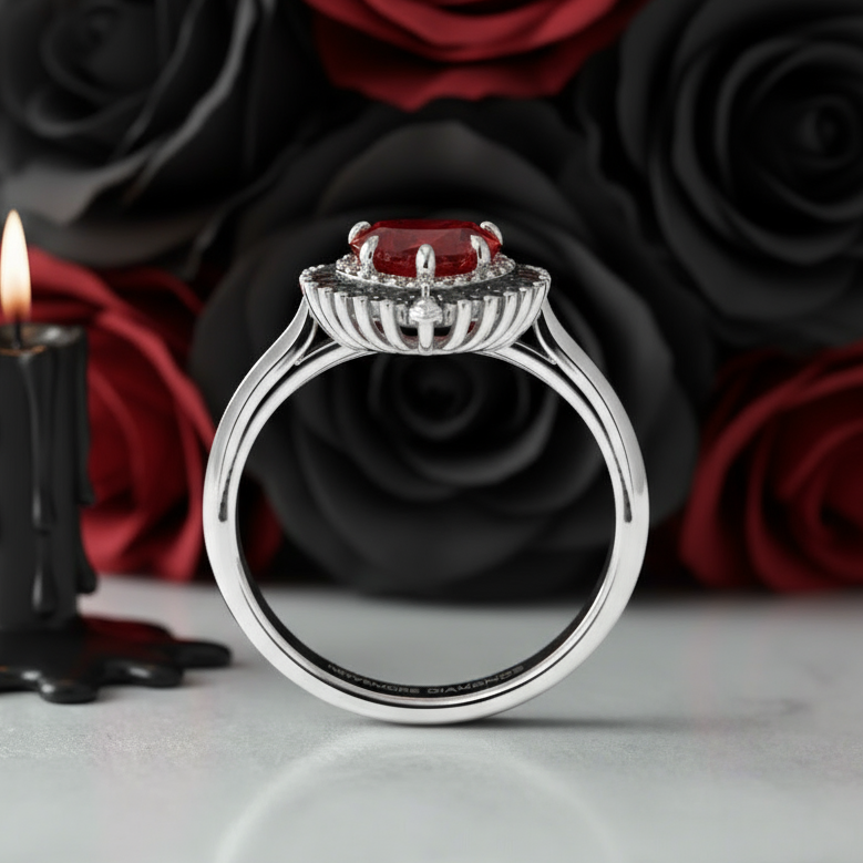 Against All Odds- Heart Shape Diamond Gothic Engagement Ring-Black Diamonds New York