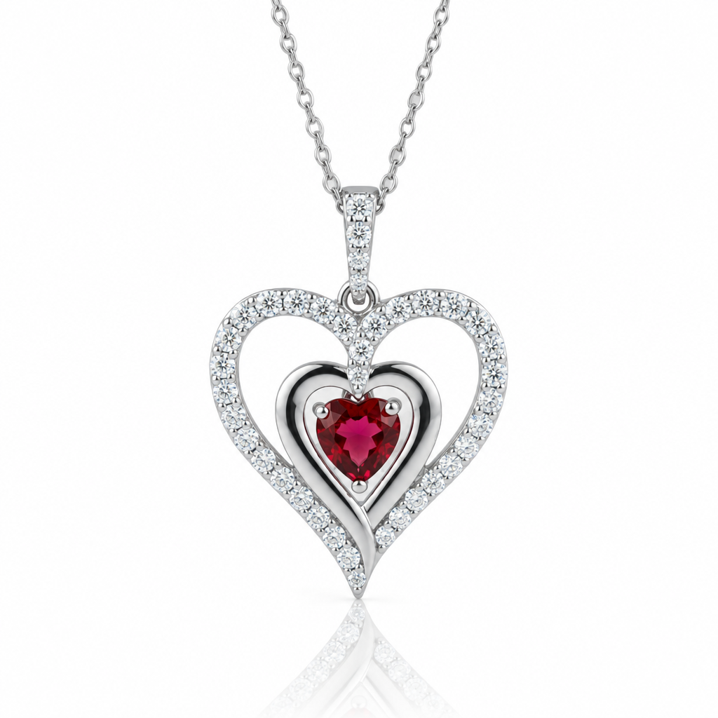 12 Birthstone Gemstone Heart-shaped Necklace-Black Diamonds New York