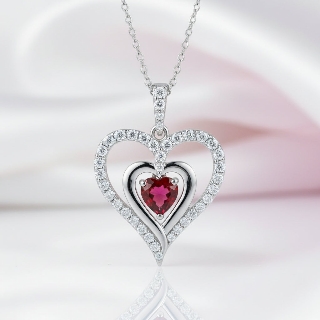 12 Birthstone Gemstone Heart-shaped Necklace-Black Diamonds New York