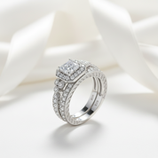 1.2ct Princess Cut Diamond Option Halo Vintage Option Ring Set-Black Diamonds New York