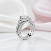 1.2ct Princess Cut Diamond Option Halo Vintage Option Ring Set-Black Diamonds New York