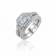 1.2ct Princess Cut Diamond Option Halo Vintage Option Ring Set-Black Diamonds New York