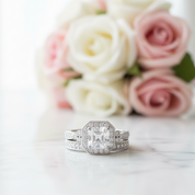 1.2ct Princess Cut Diamond Option Halo Vintage Option Ring Set-Black Diamonds New York