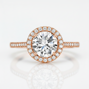 1.2CT Round Diamond Option Halo Rose Gold Engagement Ring-Black Diamonds New York