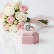 1.3 ct Grey Diamond Round Cut Halo Vintage Engagement Ring