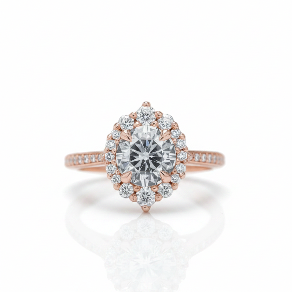 1.3 ct Grey Diamond Option Round Cut Halo Vintage Engagement Ring-Black Diamonds New York
