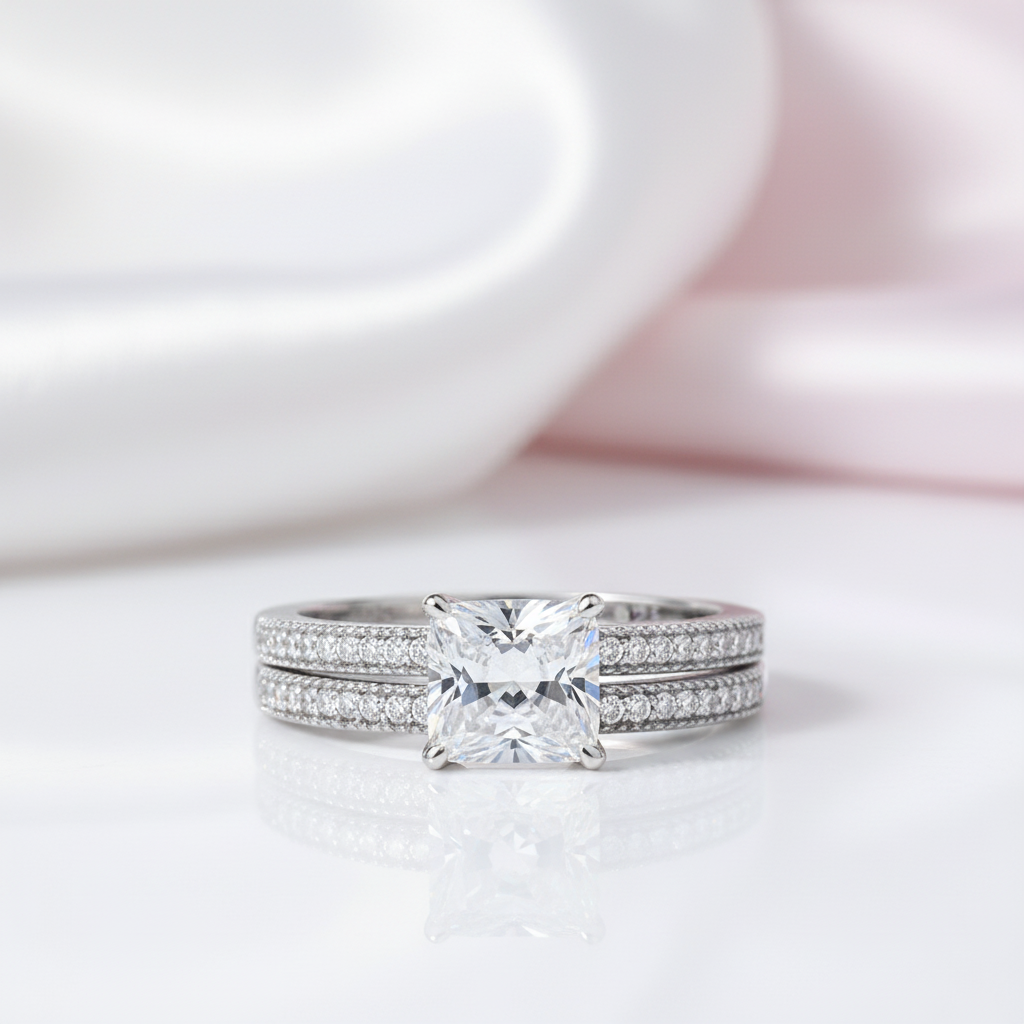 1.3 Ct Princess Cut Diamond Option Ring Set-Black Diamonds New York