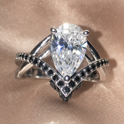 Only You- 1.5 Carat Pear Cut Diamond Option Skull & Roses Wedding Ring-Black Diamonds New York