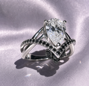Only You- 1.5 Carat Pear Cut Diamond Option Skull & Roses Wedding Ring-Black Diamonds New York