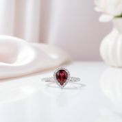 1.36 Ct Pear Cut Exquisite Garnet Simulant Ring-Black Diamonds New York