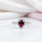 1.36 Ct Pear Cut Exquisite Garnet Simulant Ring-Black Diamonds New York