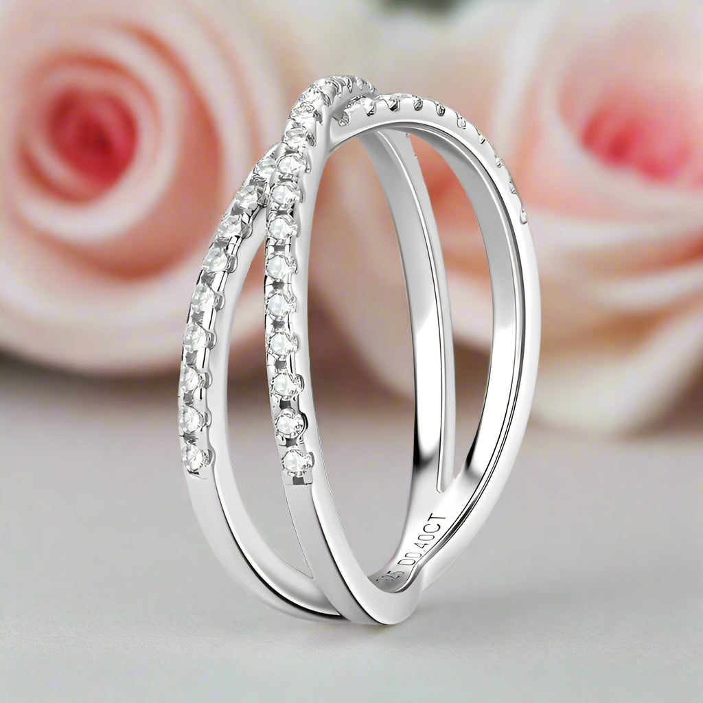 1.3mm Diamond Half Eternity Cross Wedding Band-Black Diamonds New York